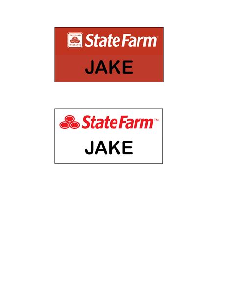 Jake From State Farm Name Tag Printable